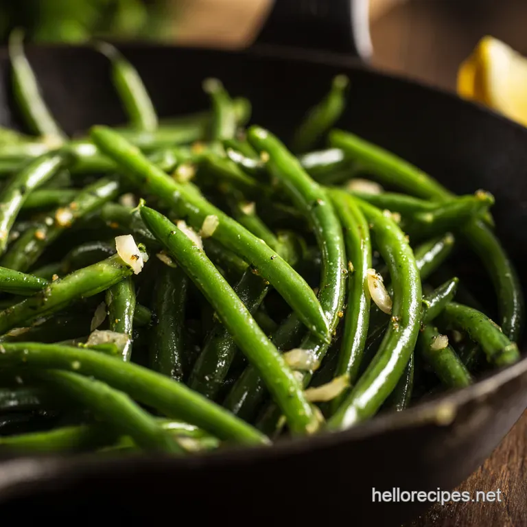 Saut&eacute;ed Green Beans with Lemon and Garlic presentation
