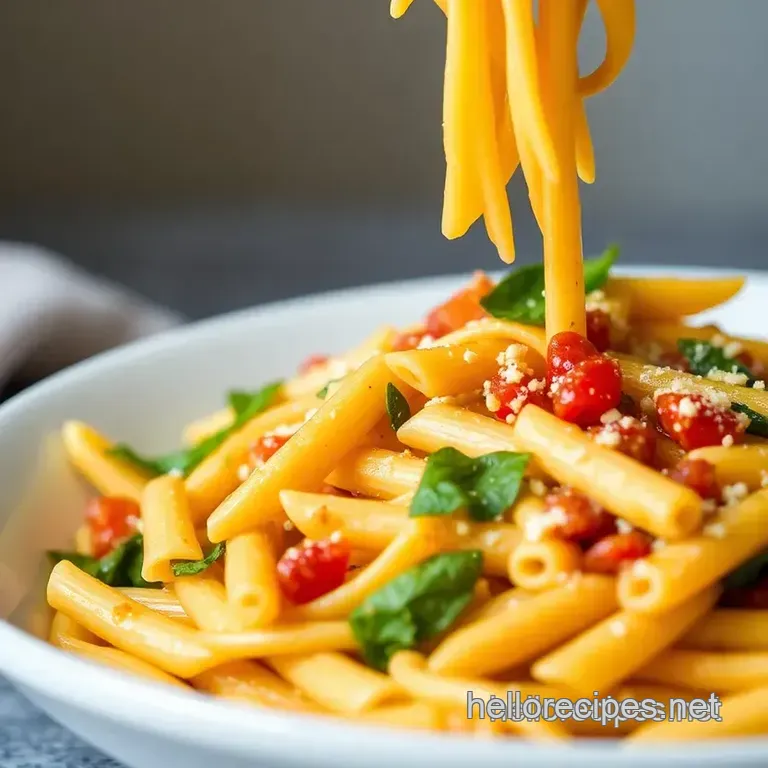 Saut&eacute;ed Penne Pasta with a Kick presentation