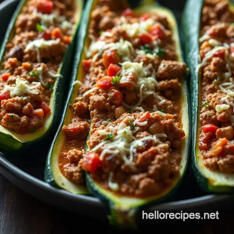 Savory Italian Stuffed Zucchini Boats presentation