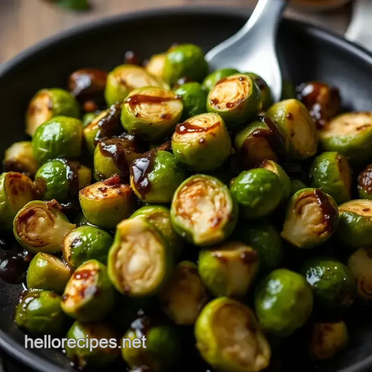 Savory Roasted Brussels Sprouts with Balsamic Glaze presentation