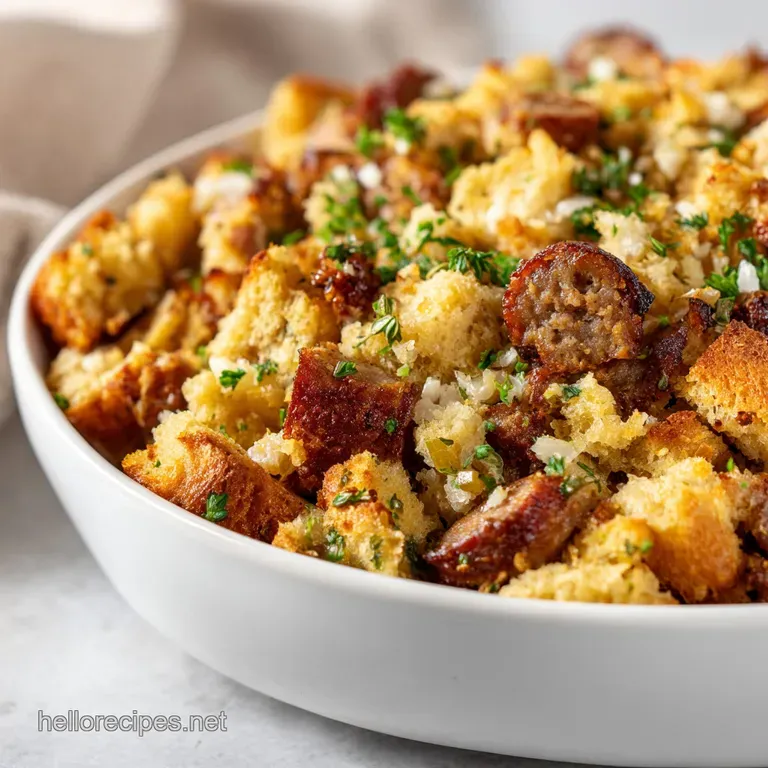 Sausage Stuffing: Sourdough and Herb Center