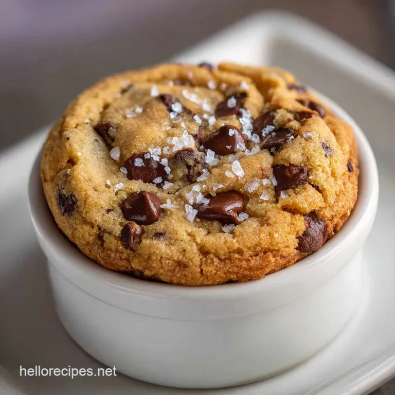 Stack of warm chocolate chip cookies with flaky sea salt served on a rustic wooden board, inviting and delicious.