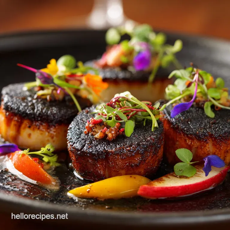 Black Pudding: Seared Scallops Apple Starter