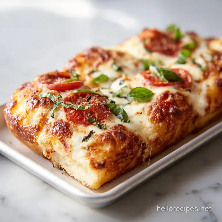 A generous slice of thick-crust pizza, piled high with colorful toppings, steaming and ready to be enjoyed.