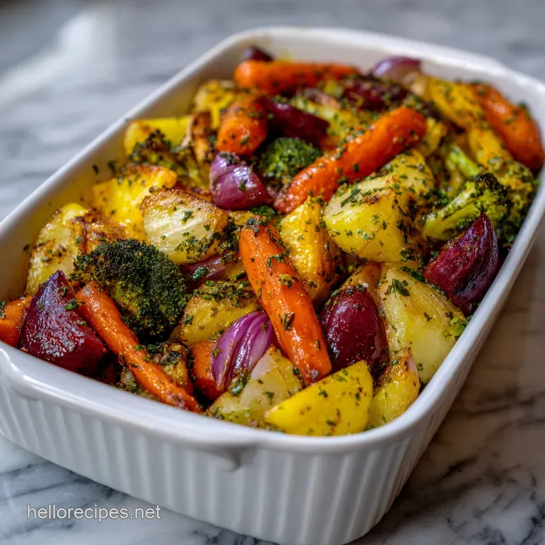 Vegetable Side Dishes: Sheet Pan Garlic Herb Roasted presentation