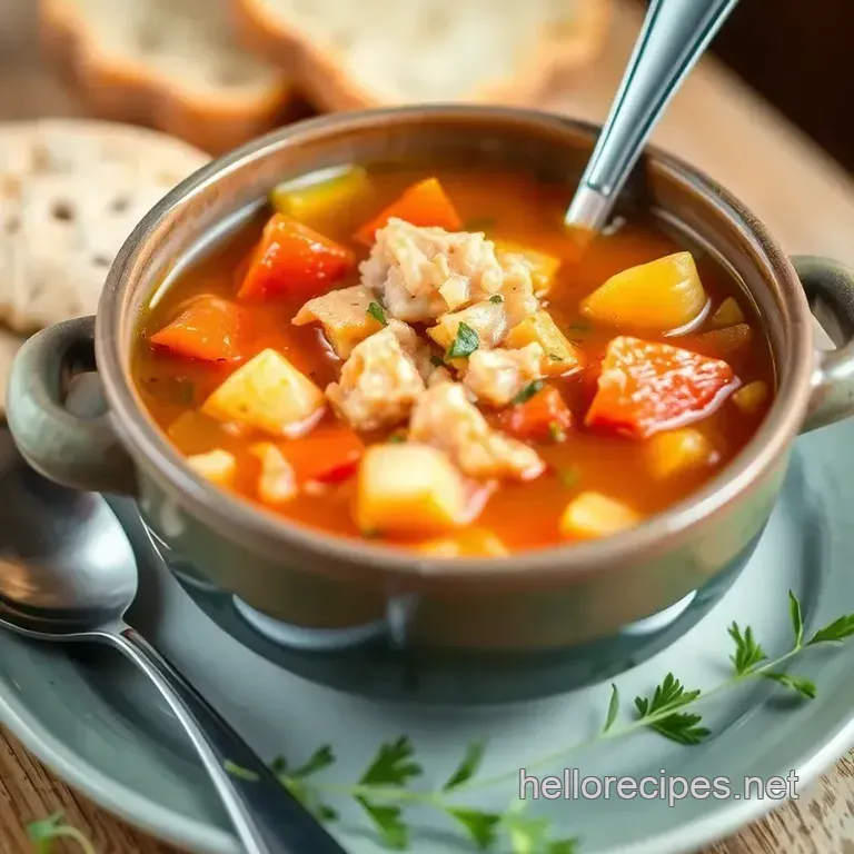 My Grandmother' s Simmered Turkey Soup with Savory Veggies presentation