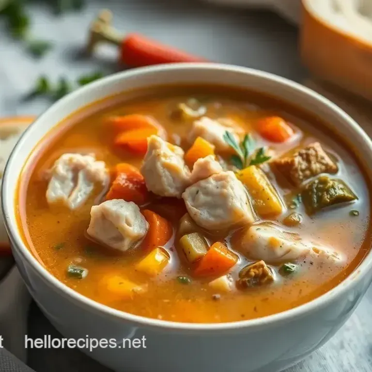 My Grandmother s Simmered Turkey Soup with Savory Veggies