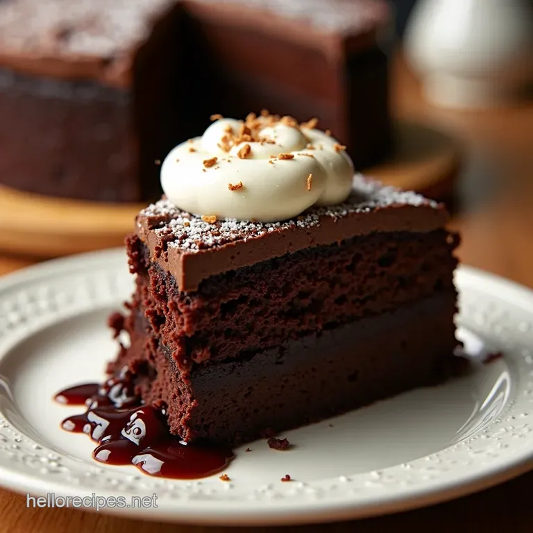 Simply Decadent German Chocolate Cake presentation