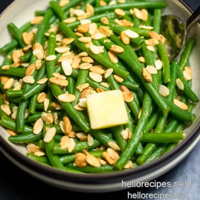 Simply Elegant Green Beans Almondine presentation