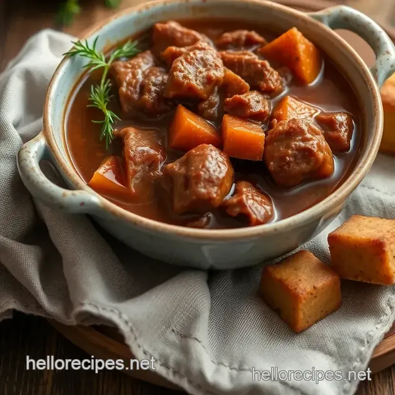 Slow-Cooked Beef Stew with Rich Flavor presentation