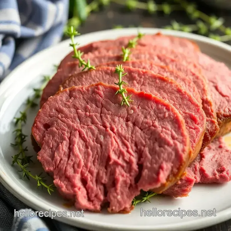 Savory Slow Cooked Corned Beef with Fresh Thyme presentation