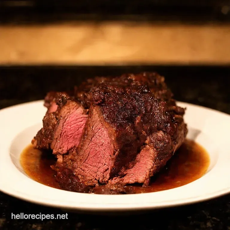 Slowcooked Balsamic Caramelized Beef Brisket presentation