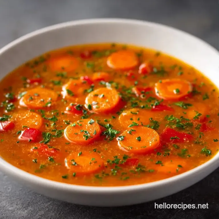 A sleek white bowl of rich red soup topped with a swirl of cr&egrave;me fra&icirc;che and a crisp piece of toasted sourdough.