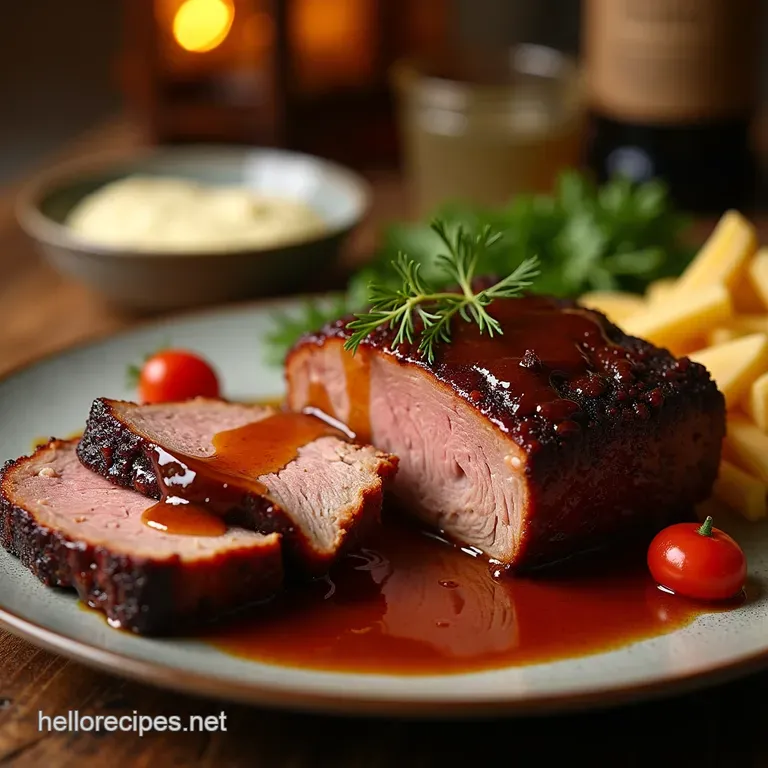 The Crown Jewel Slowsmoked Pork Shoulder with Perfect Bark and Tangy Mop Sauce presentation