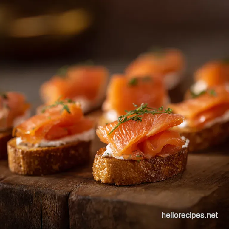 Smoked Salmon Dill Crostini presentation