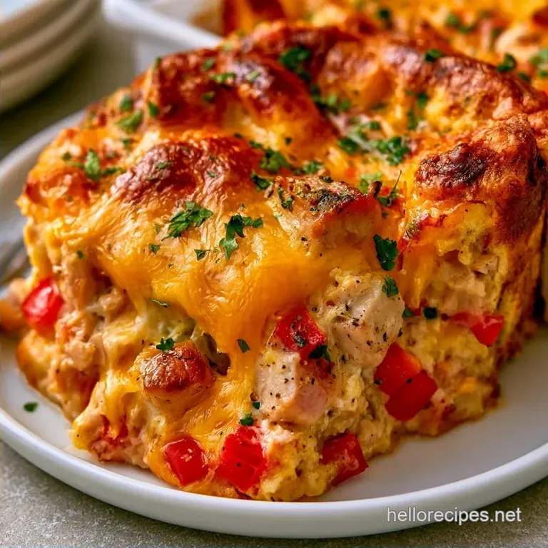Cheesy Smoked Turkey Breakfast Bake