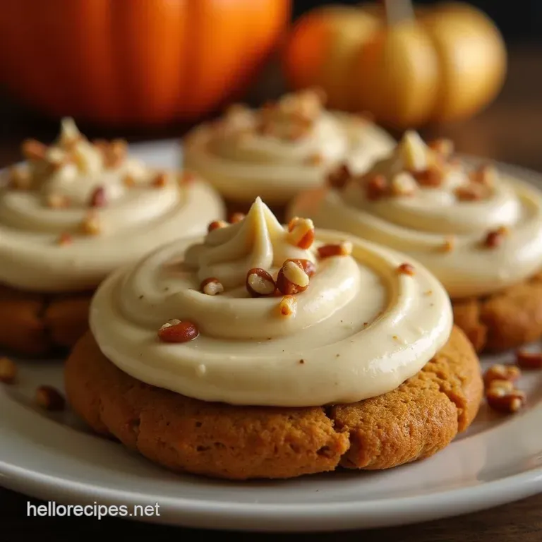 The Ultimate Softbake Pumpkin Cookies with Toasted Nut Brown Butter Frosting presentation