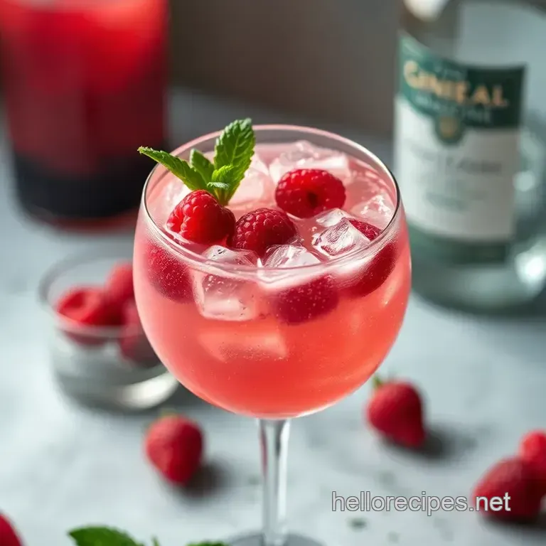 Sparkling Raspberry Gin Fizz presentation