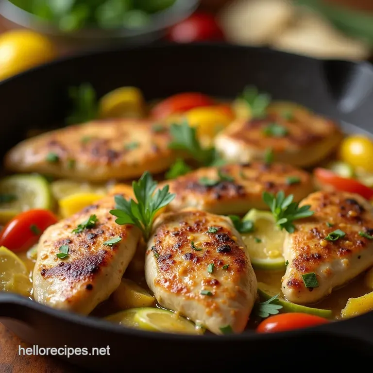 Onepan Wonder Speedy Lemon Herb Chicken Rainbow Veggie Bake presentation