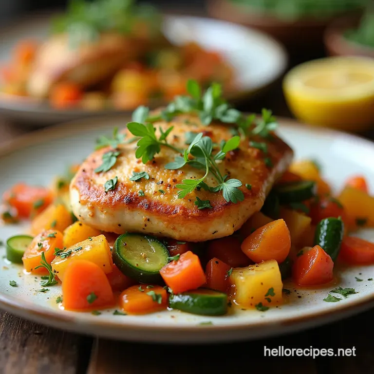 OnePan Wonder Speedy Lemon Herb Chicken Rainbow Veggie Bake