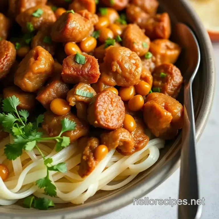 Speedy Sausage & Apple Mash with Onion Gravy presentation