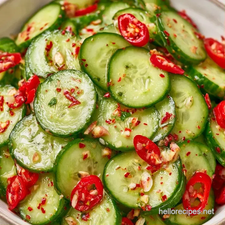 Crisp cucumber spears arranged on a white ceramic platter with red chili slices and a sprig of fresh garden dill.