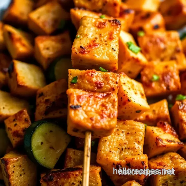 Spicy Tuscan Heat Chicken Skewers with Roasted Vegetables presentation