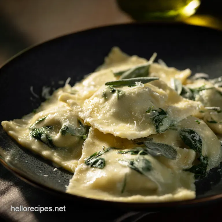 Spinach and Ricotta Ravioli with Brown Butter Sage Sauce