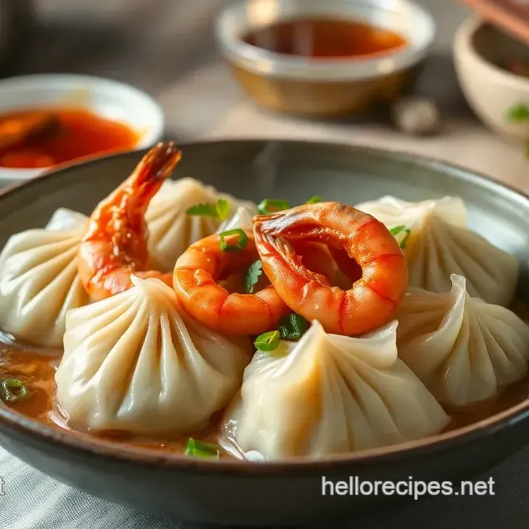 Steam Chicken Dumplings with Prawns