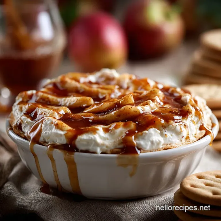 Creamy Caramel Apple Cream Cheese Spread with Flaky Salt presentation