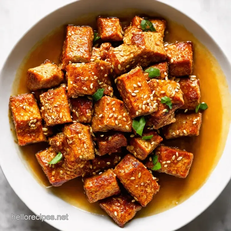 Sticky Ginger Sesame Tempeh with Quick Pickled Cucumber