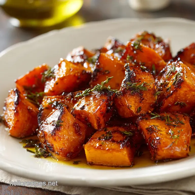 Maple Glazed Roasted Sweet Potatoes Sticky Herbroasted and Simply the Best presentation