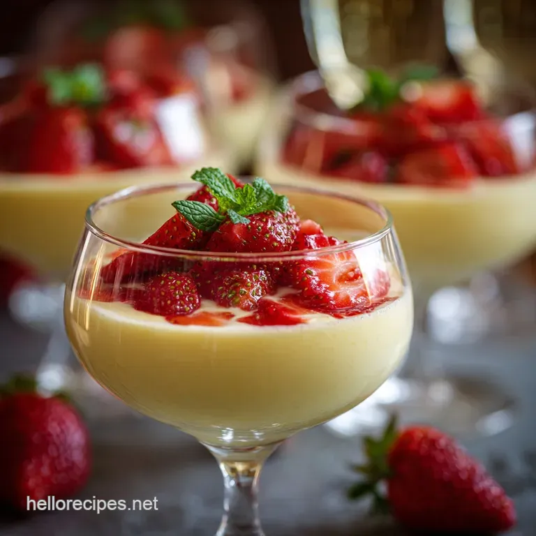 Strawberry Champagne Sabayon: Elegant Sparkling Wine Dessert Recipe presentation