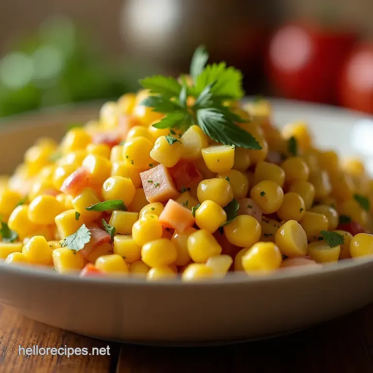 Summer Corn Avocado Salad with Chipotlelime Dressing presentation