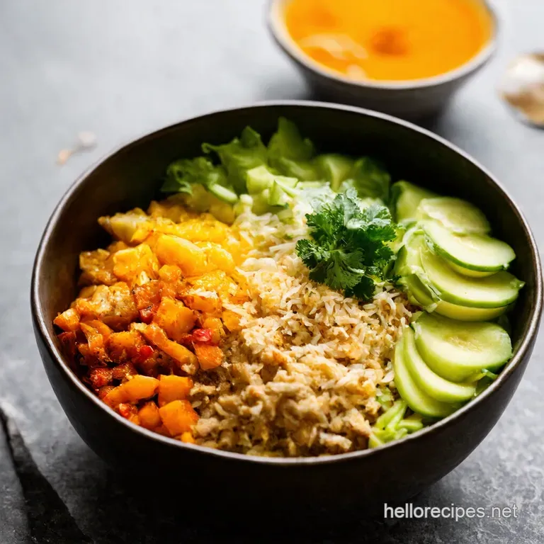 Sunshine Buddha Bowl with Turmeric Tahini Dressing presentation
