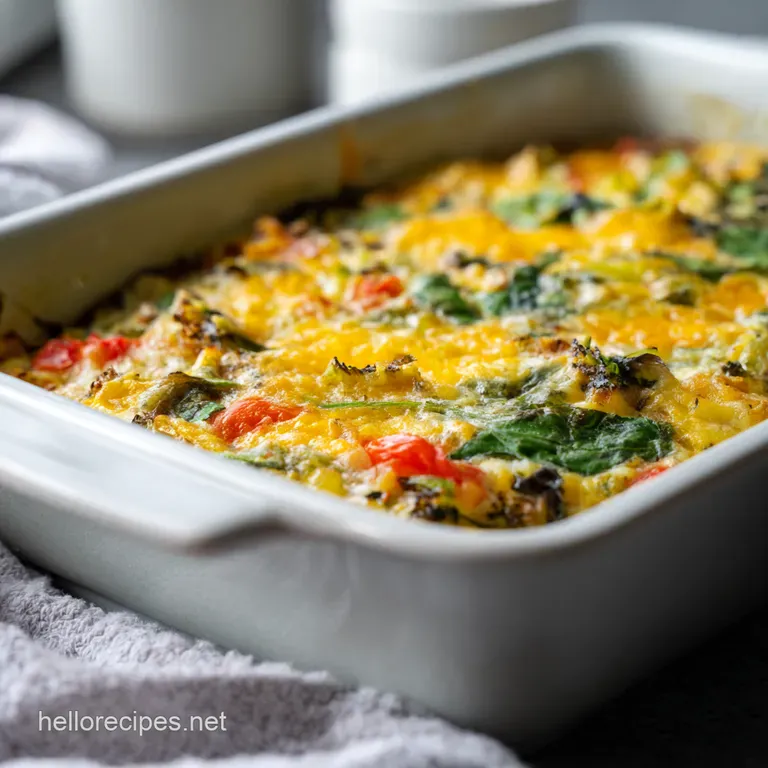 Sunshine Start Healthy Veggie Feta Breakfast Casserole presentation
