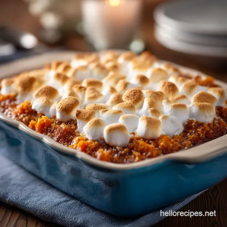 Sweet Potato Casserole with Marshmallows Nanas Creamy Holiday Recipe presentation