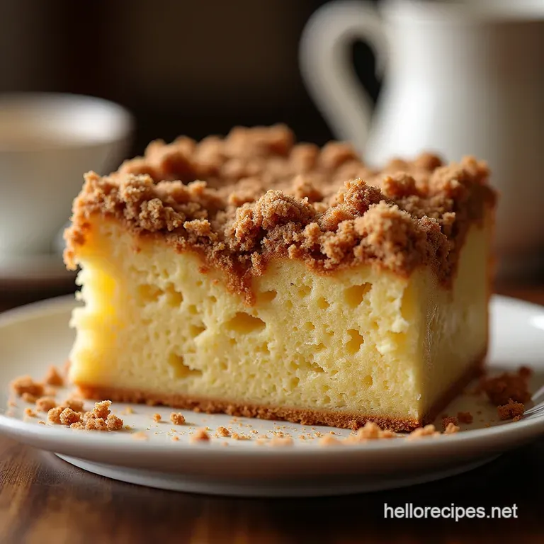 The No Fuss Ultimate Tangy Sour Cream Coffee Cake with Cinnamon Streusel presentation