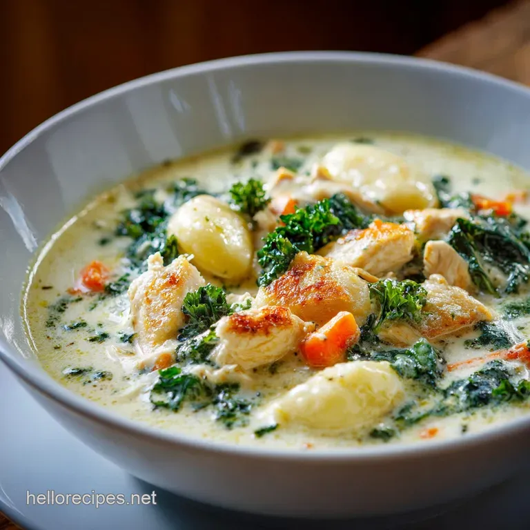 The Comfort King Creamy Chicken and Potato Gnocchi Soup presentation