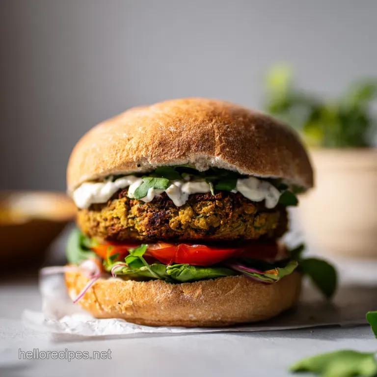 The Ultimate Falafel Burger presentation