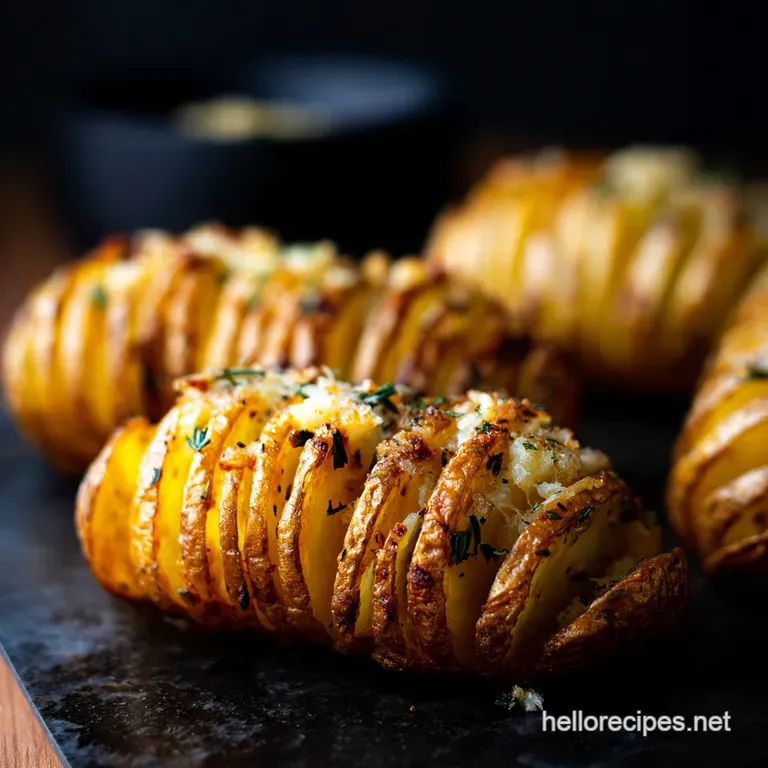 The Ultimate Garlic Herb Hasselback Potatoes presentation