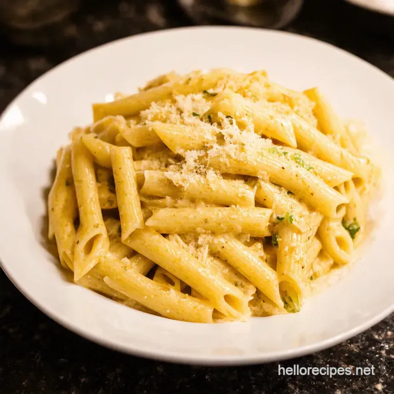The Ultimate Garlic Parmesan Pasta presentation