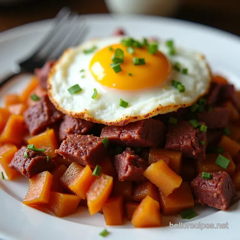 The Ultimate Hangover Hash Corned Beef Potatoes a Poached Egg Crown