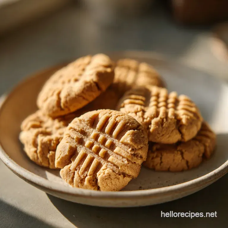 A neat stack of golden, sandy-textured cookies on a white porcelain plate beside a glass of cold, creamy milk.