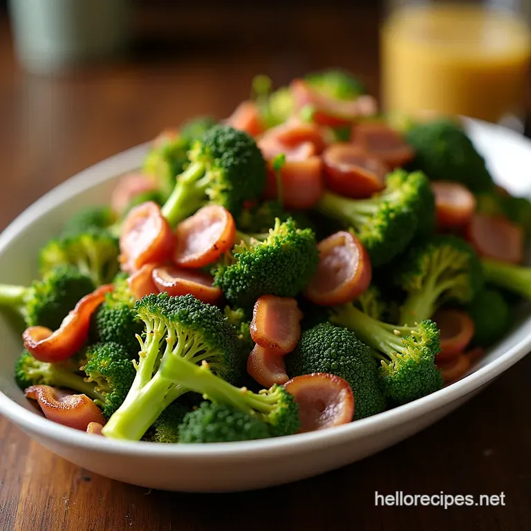 Crunchy Classic the Ultimate Broccoli Bacon Salad with Tangy Maple Dressing presentation