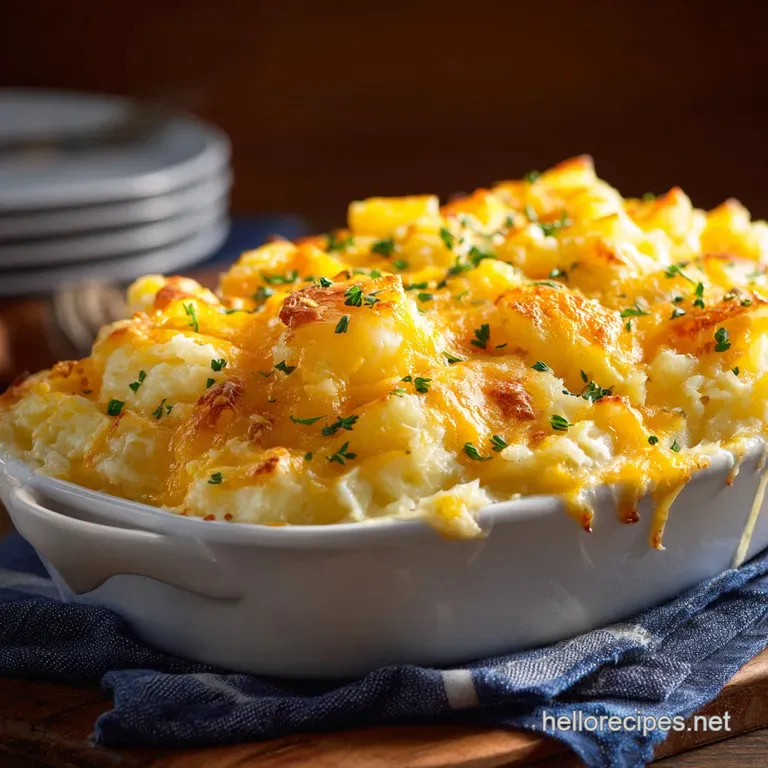 Easy Cheesy Potatoes the Ultimate Creamy Oven Baked Casserole presentation
