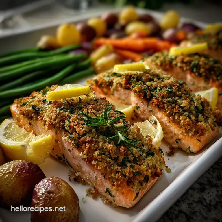 Mastering Herb Crusted Salmon: Crispy Moist presentation
