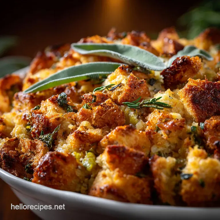 Thanksgiving Dressing: the Ultimate Herb and Sage Recipe (Make-Ahead) presentation