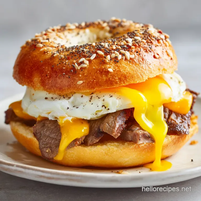 Steak Egg and Cheese Bagel: the Ultimate Recipe presentation