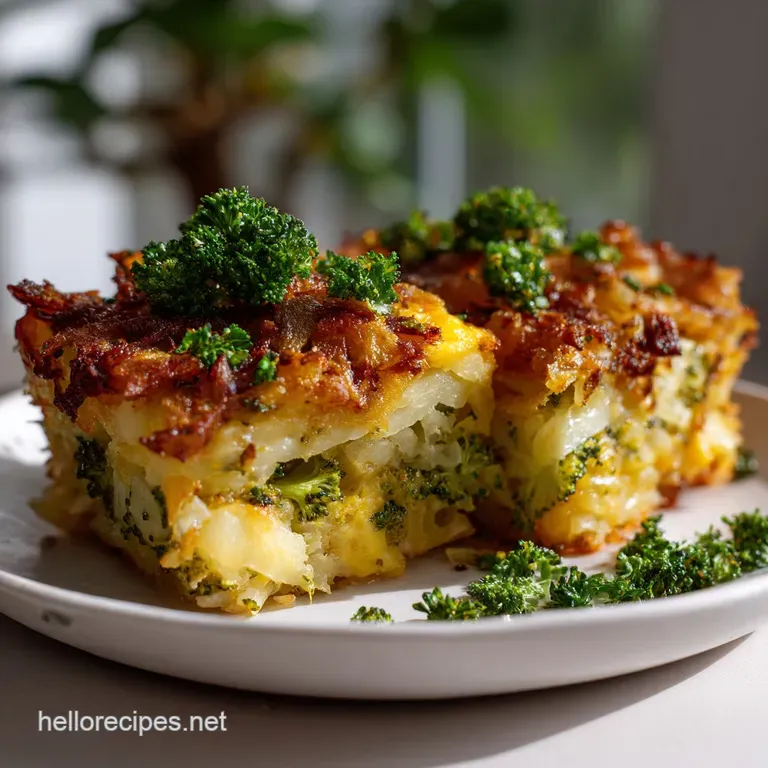 Cheesy Broccoli Hash Brown Bake Vegan: No Soggy Mess